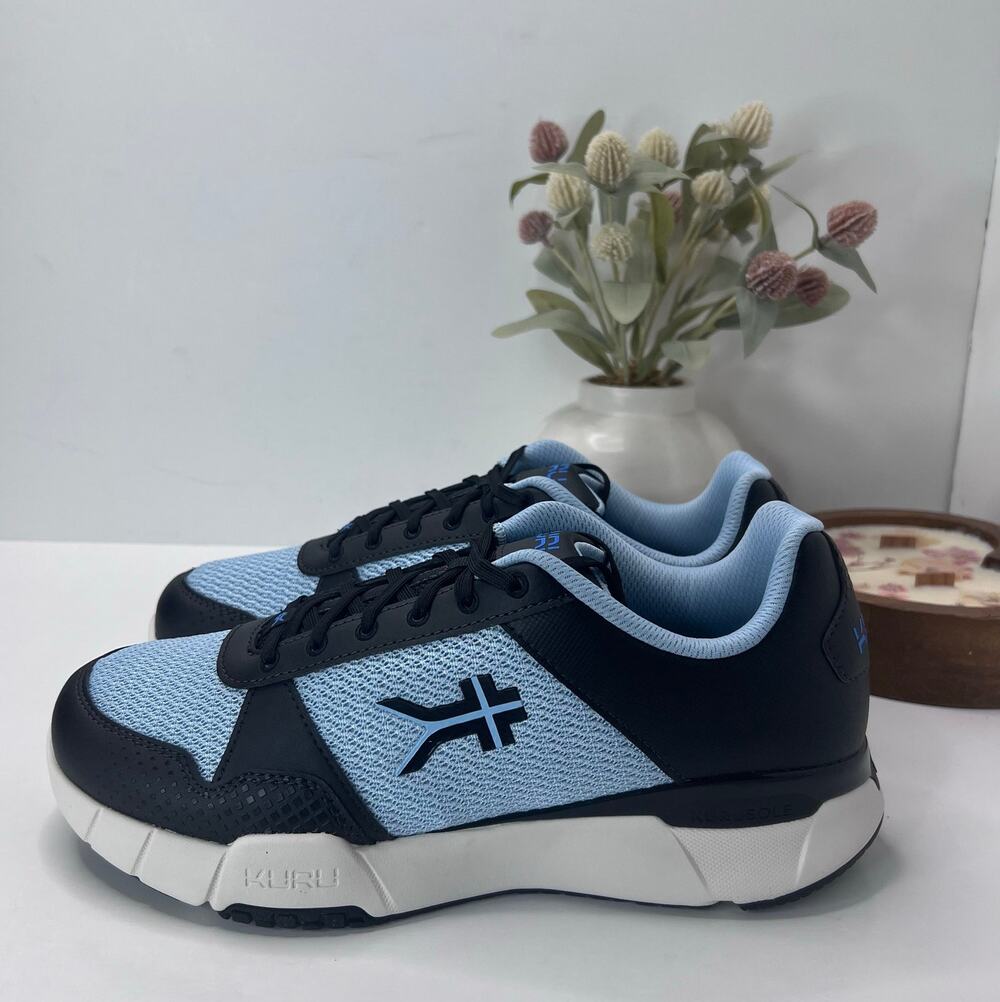 Kuru Quantum Walking Comfort Sneaker Jet Black/Misty Blue Women 12 Wide NWB